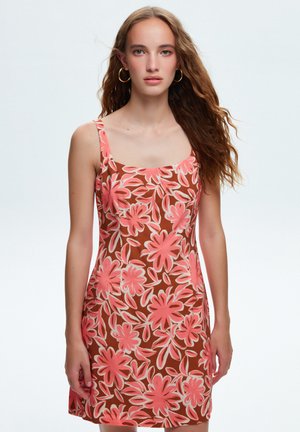 adL PATTERNED MINI  - Jurk - printed brown