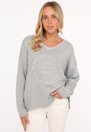 POSITIVE MIND K - Sweatshirt - hellgrau mit pinkem rand