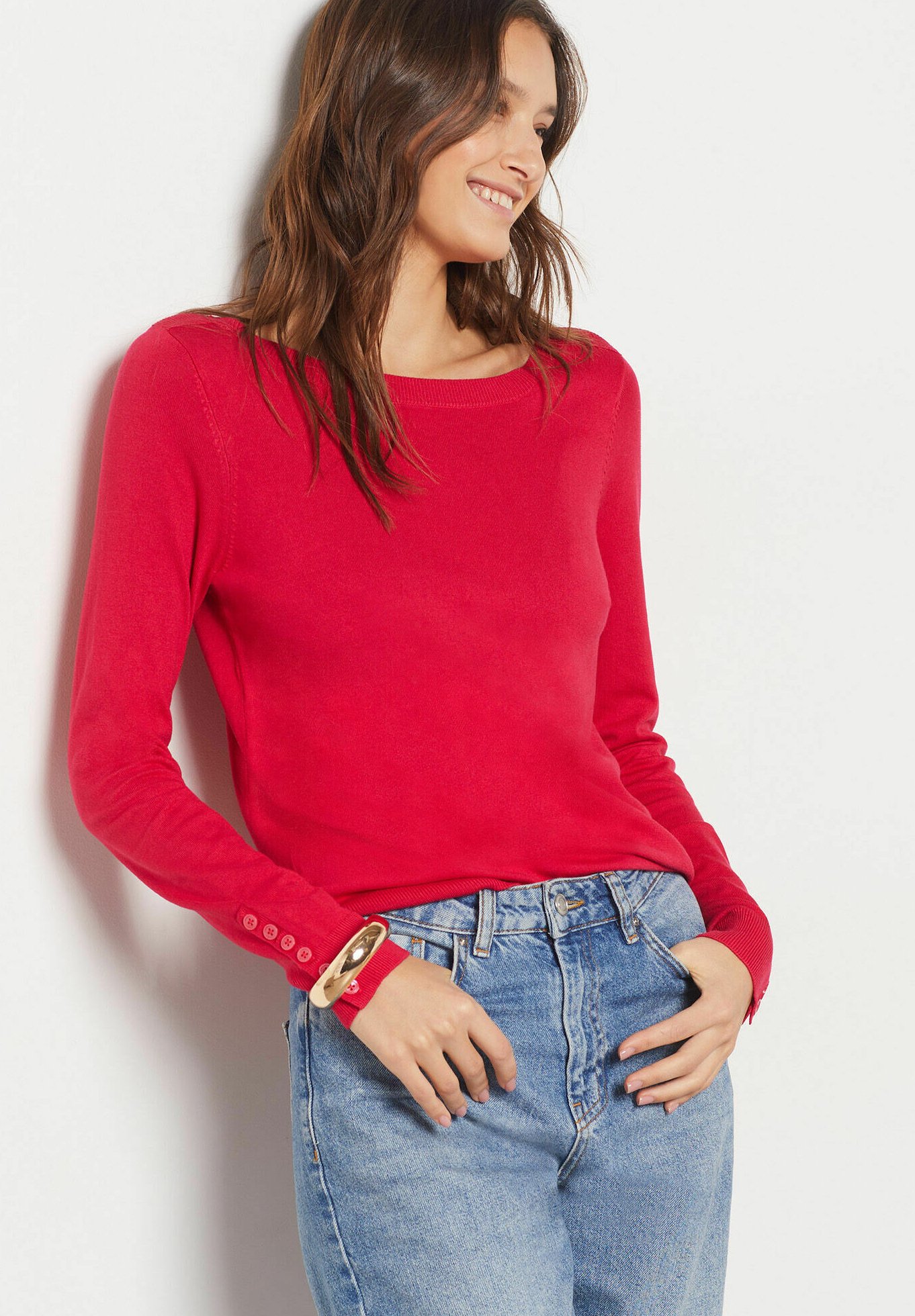 Pantalon Crop Droit ETAM Rouge Flamboyant - Taille 38 - Avec Fente Et Zip - Neuf Avec Étiquettes