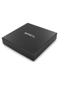 Sort firkantet gaveæske med en glat mat finish, præget med brandnavnet "BREIL" i hvide bogstaver på den øverste overflade.