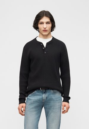 CLASSIC HENLEY - Μπλούζα με μακριά μανίκια - black