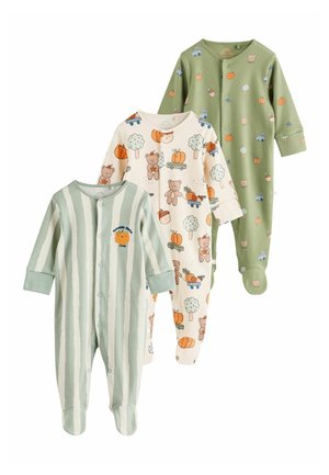 Next, REGULAR FIT - BABY SLEEPSUITS 3 PACK - Pyjamas - sage green pumpkin