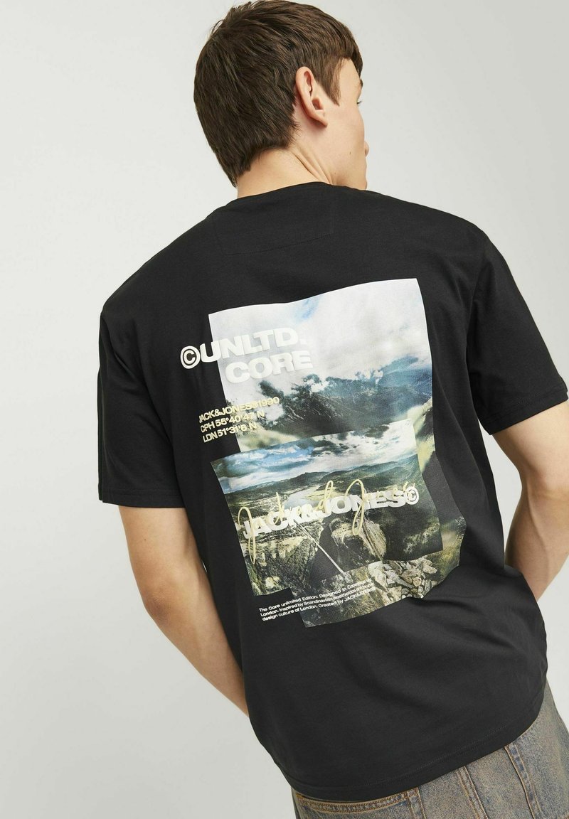 Jack & Jones GEDRUCKT RUNDHALS - T-shirt print - black