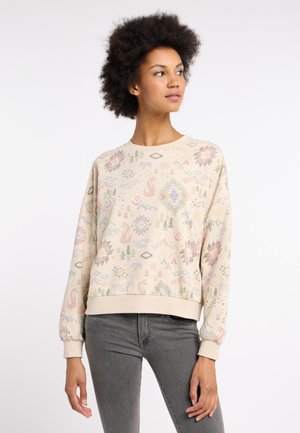 Wrap-Over Artwork Sweatshirt - Sand Melange