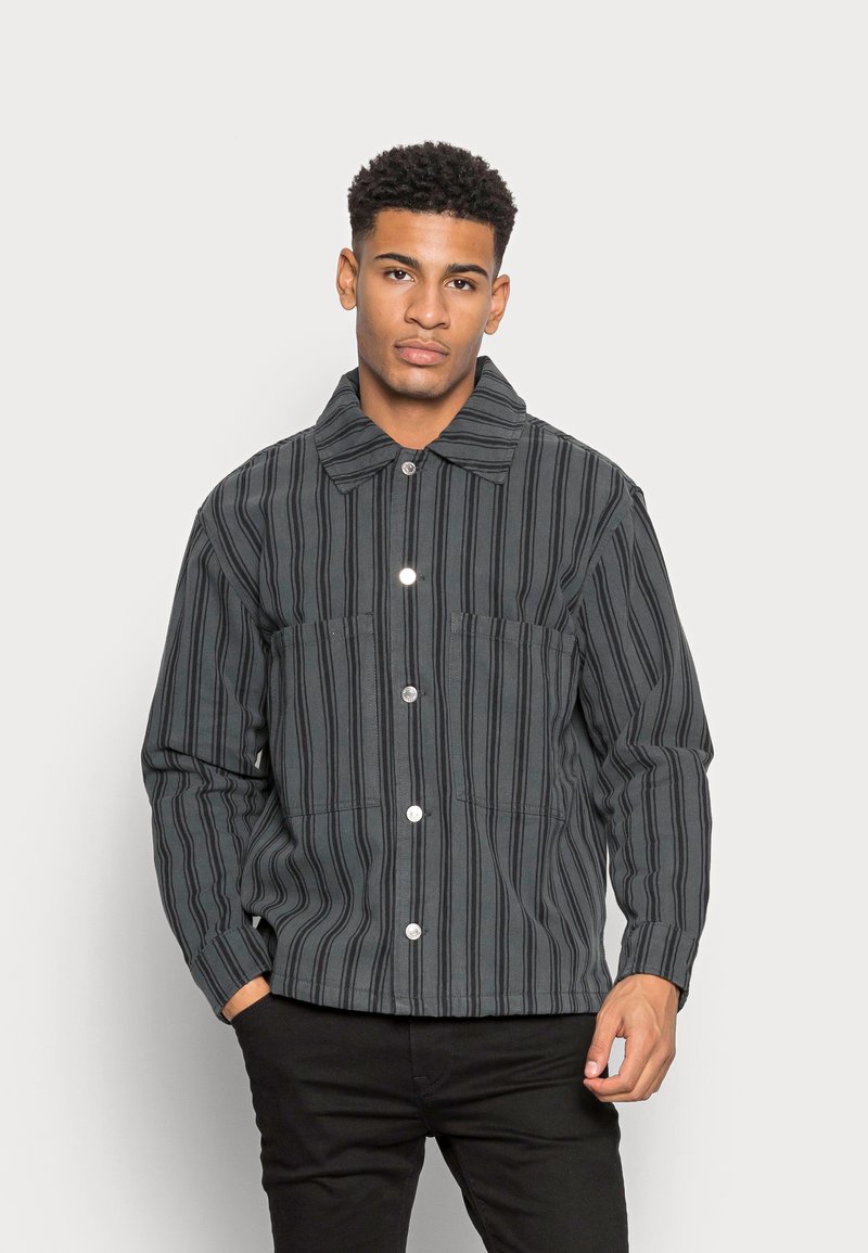 Weekday BRYANT STRIPED - Casaco de ganga - dark grey