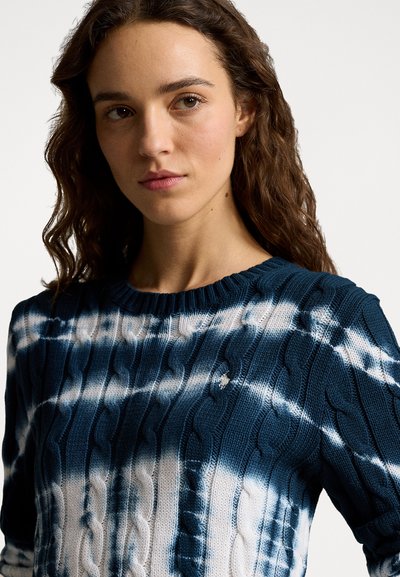 Polo Ralph Lauren TIE DYE CABLE KNIT COTTON SWEATER - Džemperis - blue multi tie dye