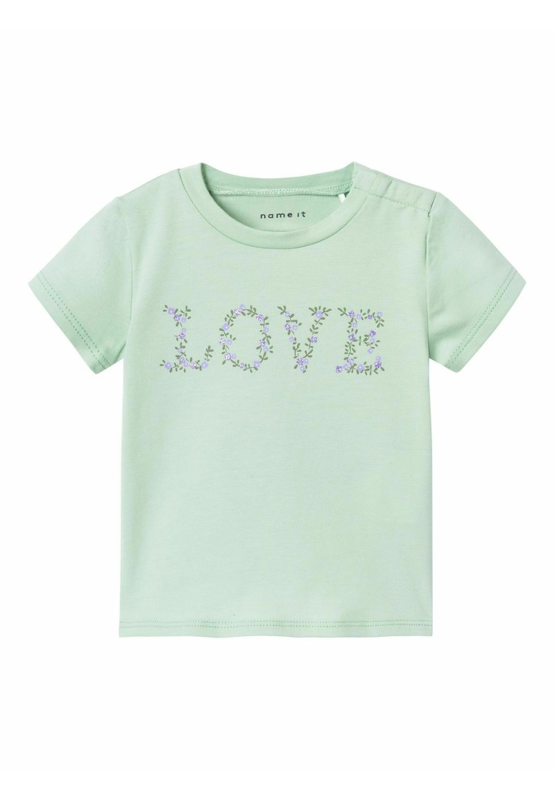 name it T-shirt print groen gemêleerd