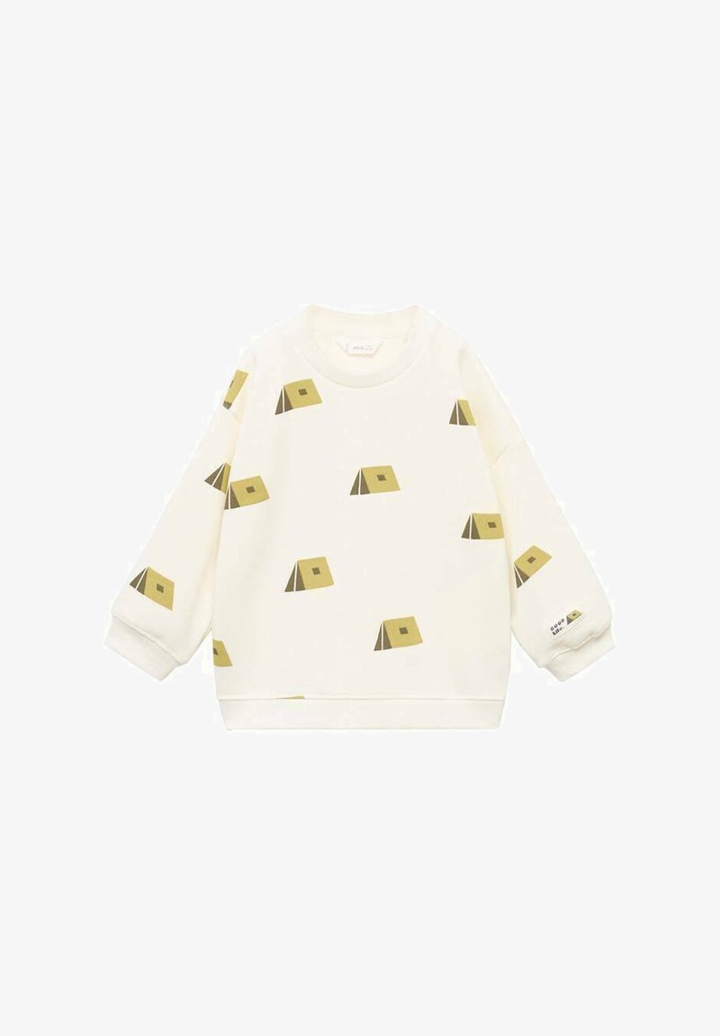 Felpa color crema con vestibilità comoda, caratterizzata da un motivo di tende gialle. Include polsini e orlo a costine. Decorata con un'etichetta sulla manica.