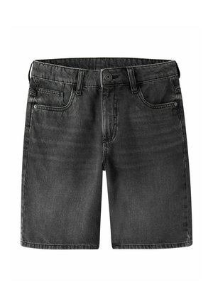 Svarta denimshorts med en klassisk femfickdesign, knäppning med knapp och subtilt blekt textur samt rak benpassform.
