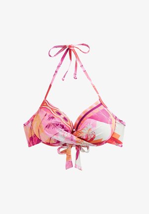 Next, PADDED WIRED PLUNGE BIKINI TOP STANDARD. - Top de bikini - pink orange palm