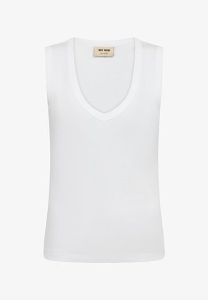 Mos Mosh, MMELLE V-NECK SOLID TANK TOP - Topp - white