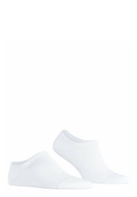 Weiße Baumwoll-Sneakersocken mit glatter Textur, niedrigem Profil und verstärkten Zehen- und Fersenbereichen. Geeignet für Freizeit- und Sportbekleidung.
