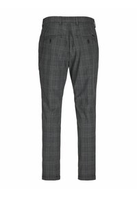 Grau karierte Hose im Slim-Fit-Stil, aus gewebtem Stoff. Verfügt über Gesäßtaschen mit Knöpfen und Paspelierung entlang der Nähte.