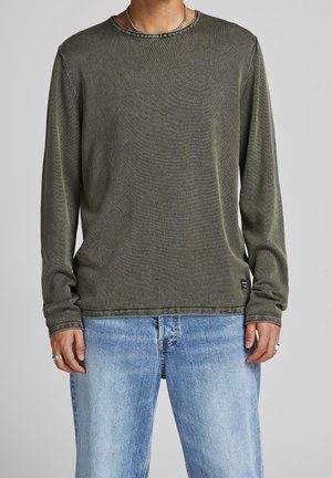 Striktrøje - mottled olive