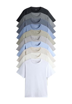 THE SET REGULAR FIT - 10 PACK SHORT SLEEVE - Základné tričko - black/grey/brown/white