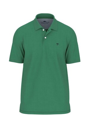 Grünes Poloshirt mit kurzen Ärmeln aus hochwertiger Baumwolle. Verfügt über einen klassischen Kragen, drei Knöpfe und ein kleines Logo auf der linken Brust.