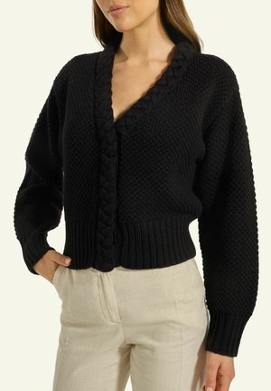 MIT ZOPF DETAIL - Strickjacke - black