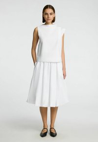 Selected Femme MIDI BUBBLE HEM - Ballonnederdele - bright white