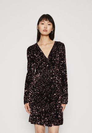 ONLY Tall ONLANIKA WRAP SEQUIN SHORT DRESS - Cocktail φόρεμα / Φόρεμα για πάρτι - black/pink