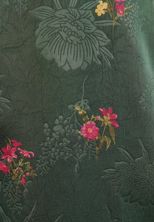 Love & Roses, PETITE FIT - FLORAL PRINTED SATIN JAQUARD LACE TRIM MIDI SKIRT - A-Linien-Rock - teal blue