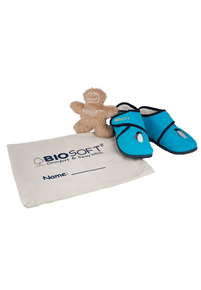 Kinder Klettschuhe | BIOSOFT MIT KUSCHELTIER Klettschuh türkis pinguin/türkis - BR03284 Kinder Klettschuhe | BIOSOFT MIT KUSCHELTIER Klettschuh türkis pinguin/türkis - BR03284