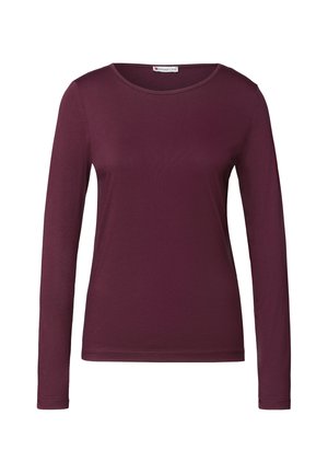Langsleeve top in bordeaux, gemaakt van soepele stof met een ronde halslijn. Heeft aansluitende mouwen en een klassieke snit. Geen patronen of versieringen.
