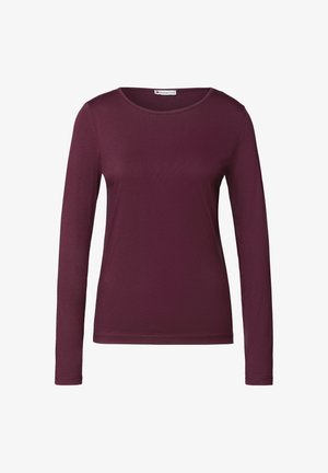 Langsleeve top in bordeaux, gemaakt van soepele stof met een ronde halslijn. Heeft aansluitende mouwen en een klassieke snit. Geen patronen of versieringen.