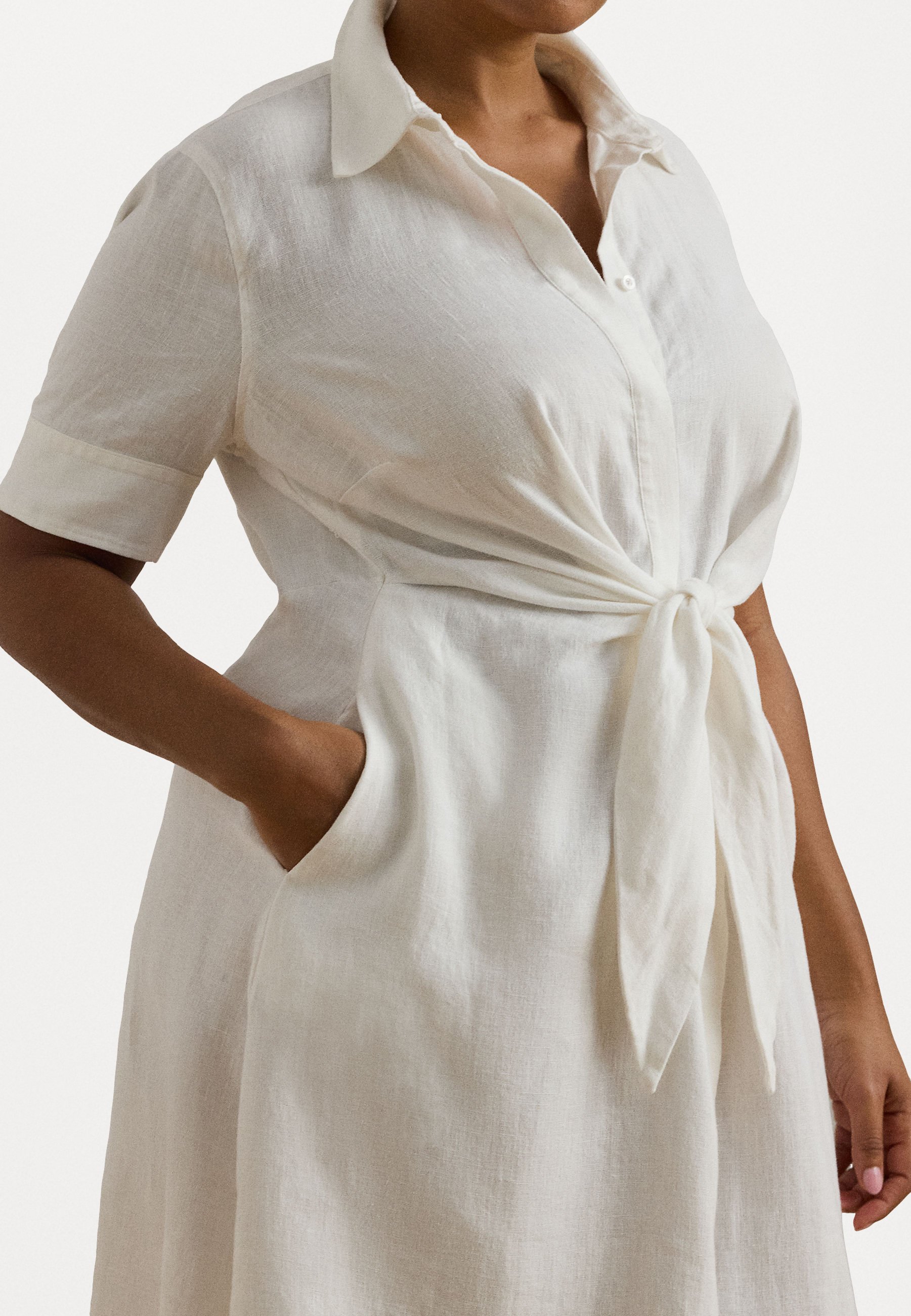 Lauren Ralph Lauren Woman TIE FRONT LINEN SHIRTDRESS - Shirt
