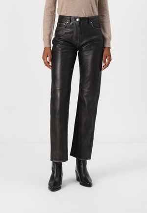 SALYNN TROUSERS - Nahkpüksid - black olive