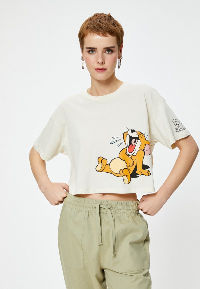 Koton TOM AND JERRY - Camiseta estampada - beige