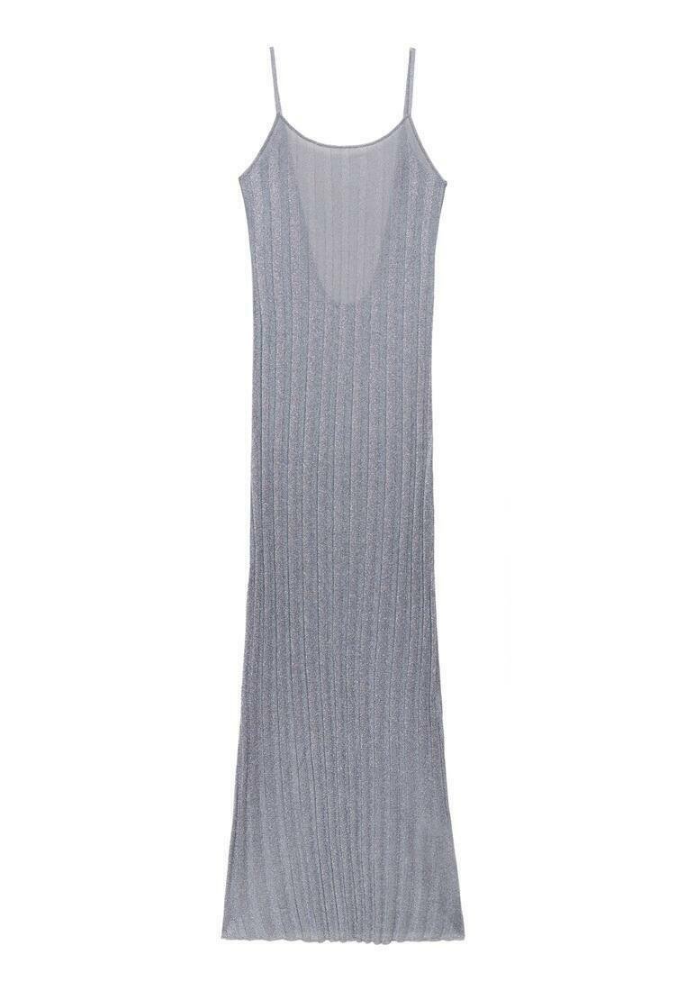 Mango Jerseyjurk zilverkleurig