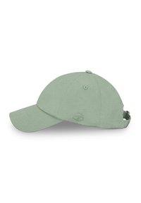 Zöld pamut baseball sapka ívelt karimával, állítható pánttal és hímzett logóval az oldalon. Szellőző lyukakkal rendelkezik.