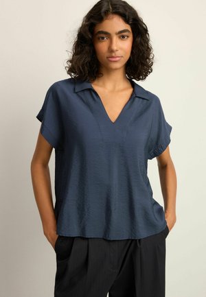 Next SHORT SLEEVE V-NECK OVERHEAD WITH COLLAR - Blůza - navy