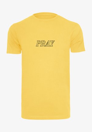PRAY HANDS - Nyomott mintás póló - taxi yellow