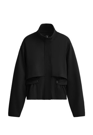 OYSHO, SHORT PIQUÉ BELTED JACKET WITH BELT - Veste légère - black