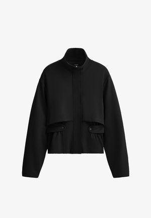 OYSHO, SHORT PIQUÉ BELTED JACKET WITH BELT - Veste légère - black