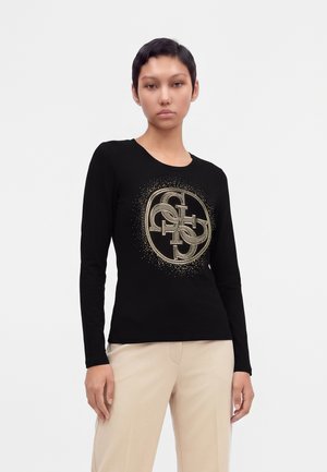 Guess, ROUND LOGO - Блуза с дълги ръкави - jet black