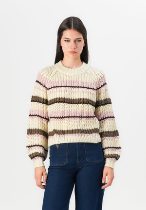 JXKELLY CHUNKY STRIPE CREW NECK - Maglione - bone white