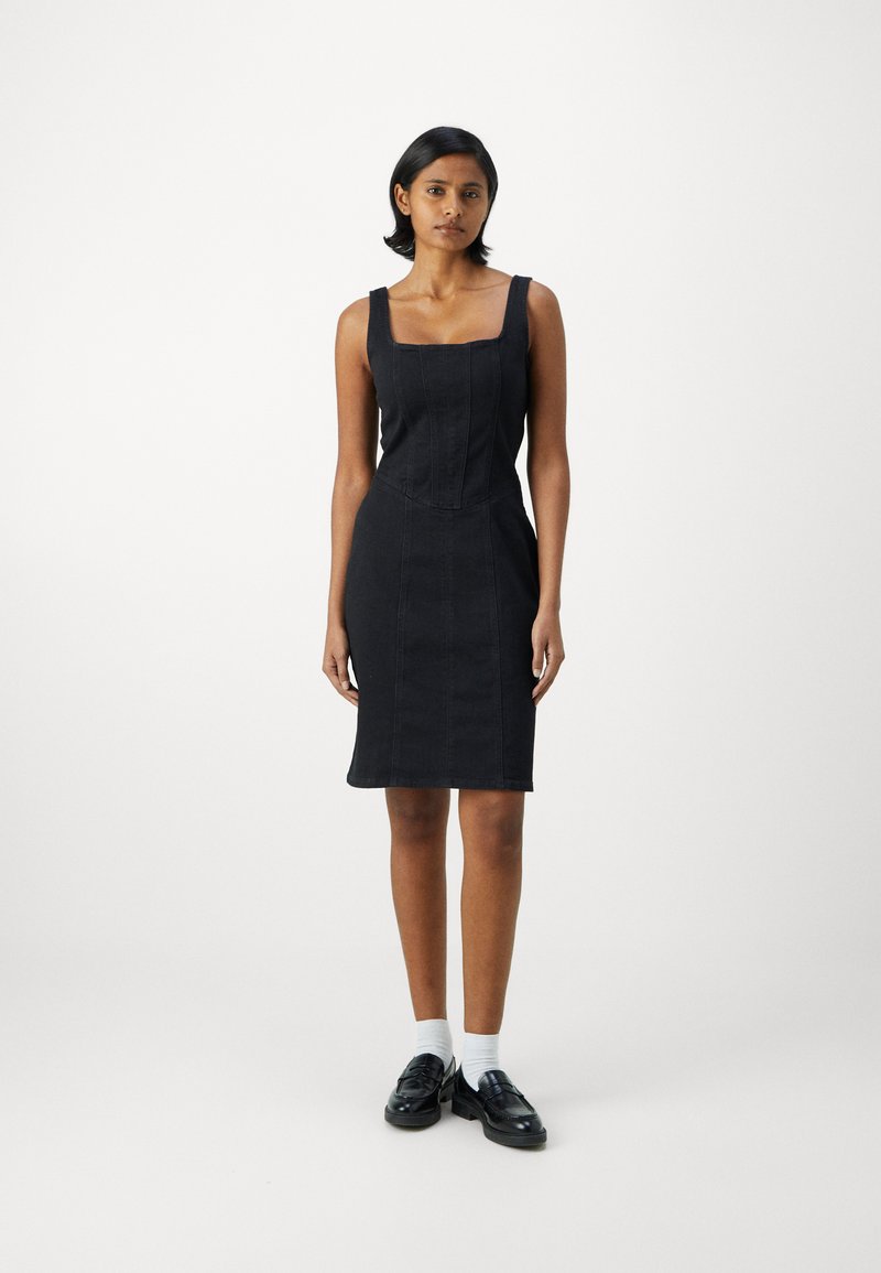 calvin klein black denim dress Womens Calvin Klein Black Long Sleeve Denim Mini Dress S (US 4-6)