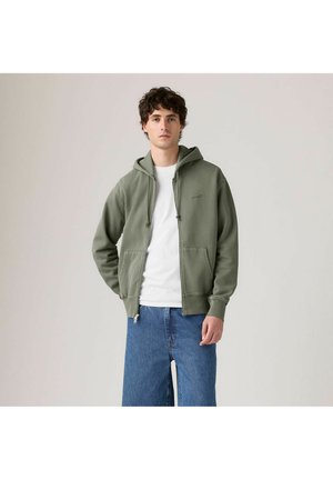 AUTHENTIC FULL ZIP - Sudadera con cremallera - black agate garment - greens