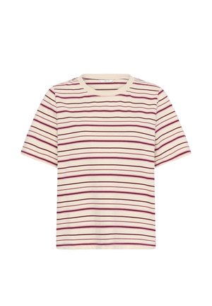 Cream, CRLIVA - Triko s potiskem - white stripe w. pink bordeaux