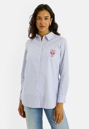Grain de Malice, CHEMISE RAYÉE À BRODERIES - Chemisier - bleu