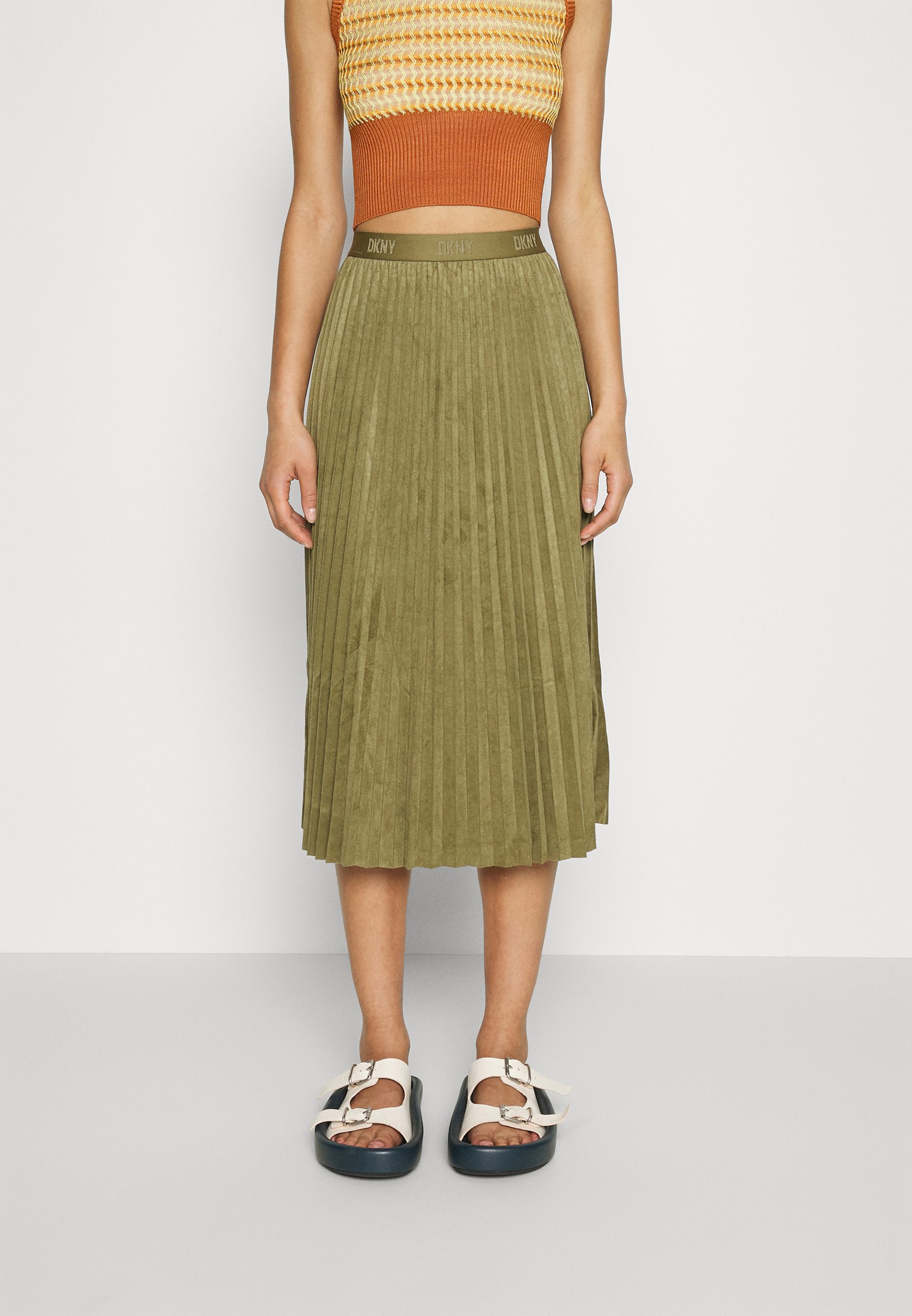 dkny pleated midi skirt