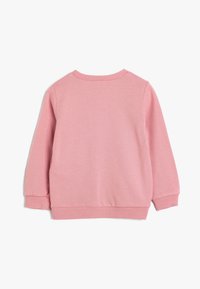 Rosa sweatshirt med långa ärmar, ribbade mudd och nederkant, slät bomullstyg, enkel design, utan mönster eller utsmyckningar.
