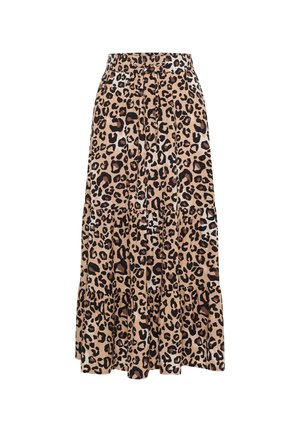 Cecil, MAXI-ROCK MIT VOLANTS UND LEO-PRINT - Jupe trapèze - urban taupe