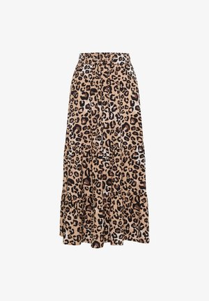 Cecil, MAXI-ROCK MIT VOLANTS UND LEO-PRINT - Jupe trapèze - urban taupe