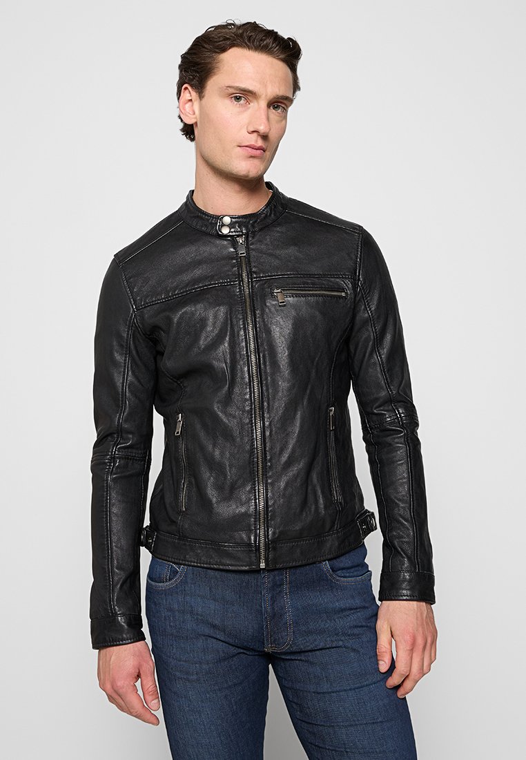 Lee Cooper Leren jas zwart