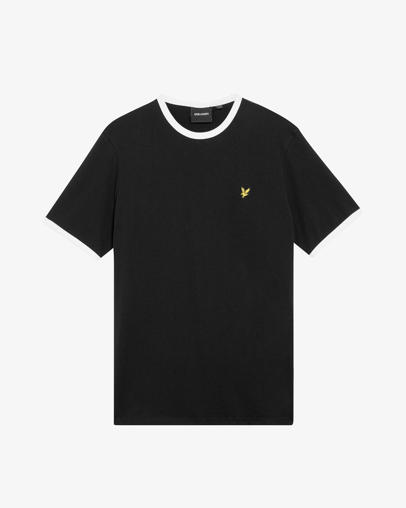 Ringer Basic Lyle & Scott RINGER - Basic T-shirt - jet black/white/black - Zalando.co.uk