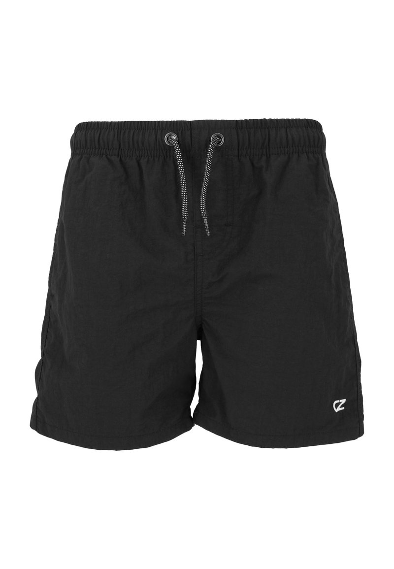 Sorte badeshorts med elastisk linning, justerbar snøre og sidelommer. Har en lille logo på det nederste højre ben.