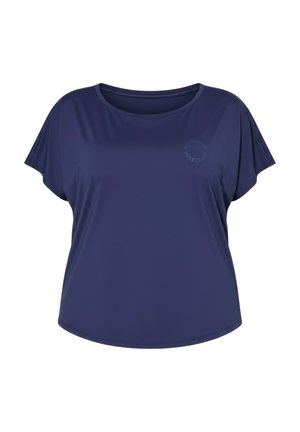 Studio Untold, SPORT-TOP, OVERSIZED, PRINTS VORNE UND HINTEN - T-shirt con stampa - midnight blue